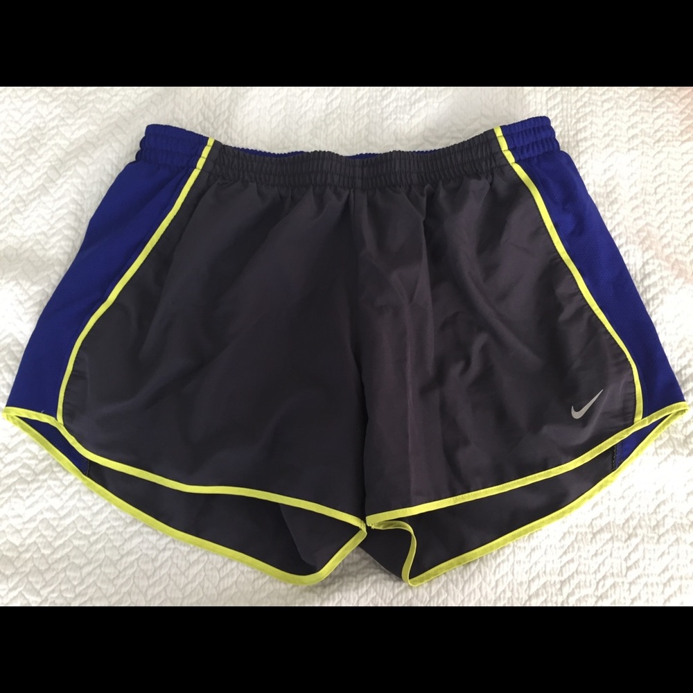 Nike running shorts, grey and blue